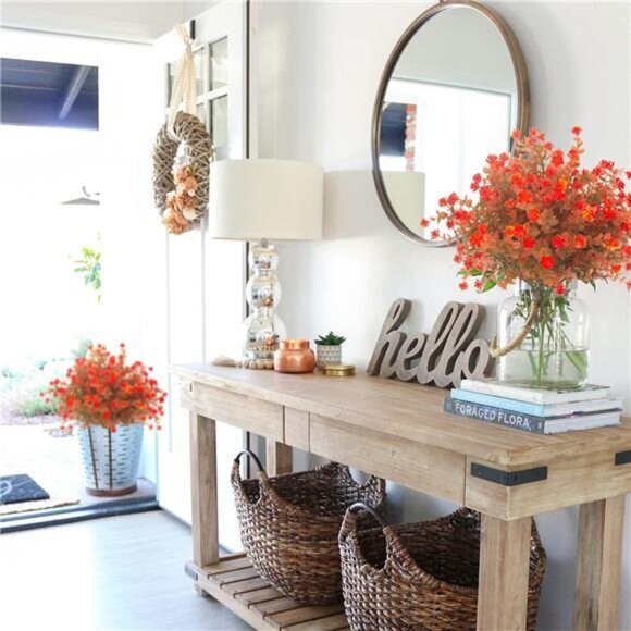 Artificial Fall Flowers Fake Outdoor UV Resistant Autumn Plants for Home Kitchen - Picture 5 of 7